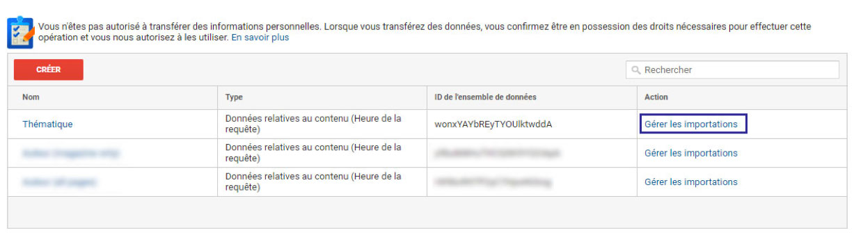 GA360 - Accès à la gestion d'import de données
